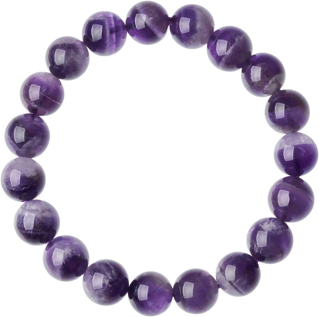 Amethyst Bracelet - 10mm Premium Amethyst Crystal Healing Bracelet with Gift Box for Women and Men, Friendship Birthday Gifts for Women